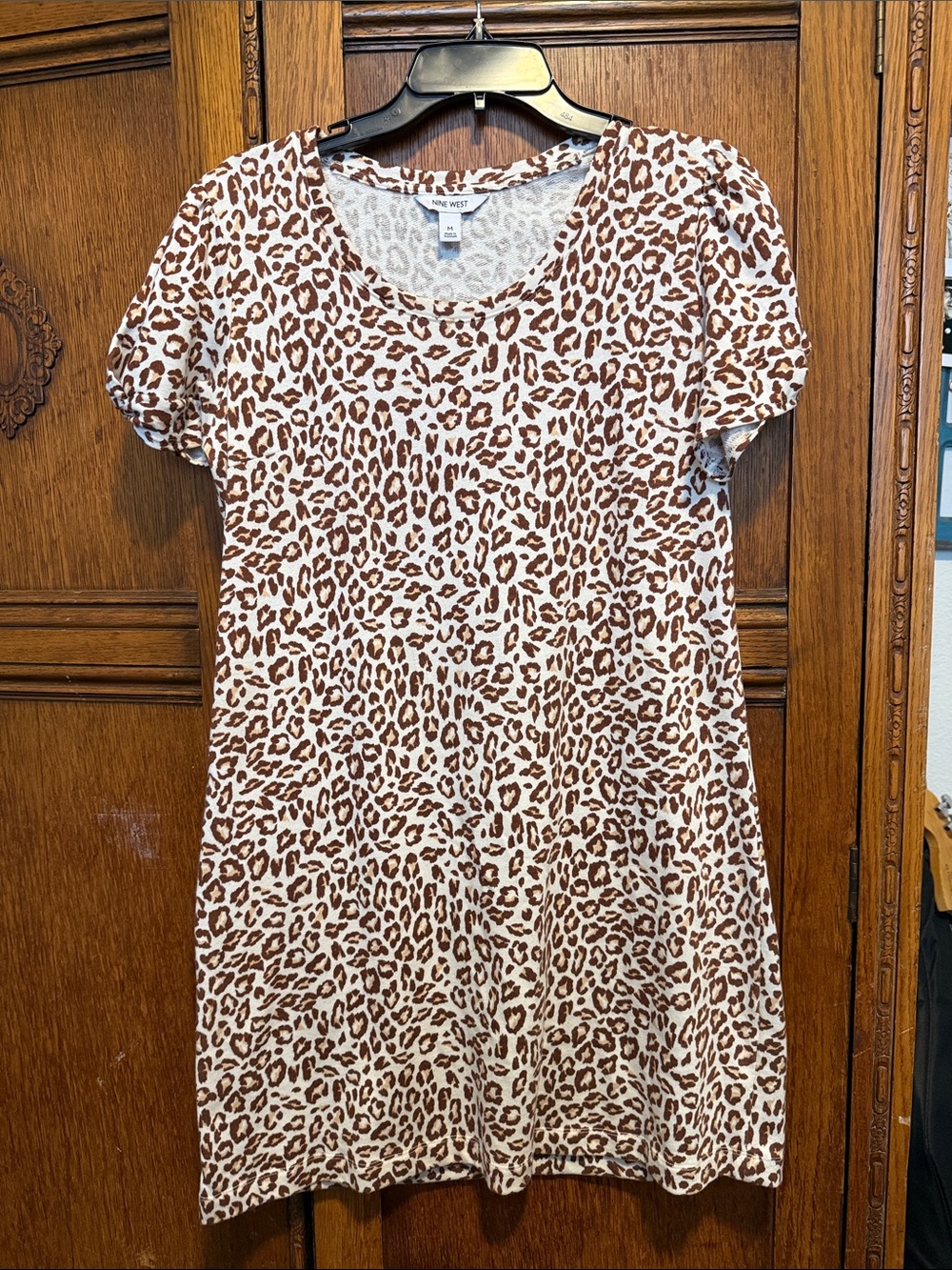 Nine West Brown and White Leopard Print Casual Dress